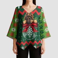 German Shepherd Ornament Christmas Kimono Sleeve Blouse Xmas Holiday Patterns - Wonder Print Shop