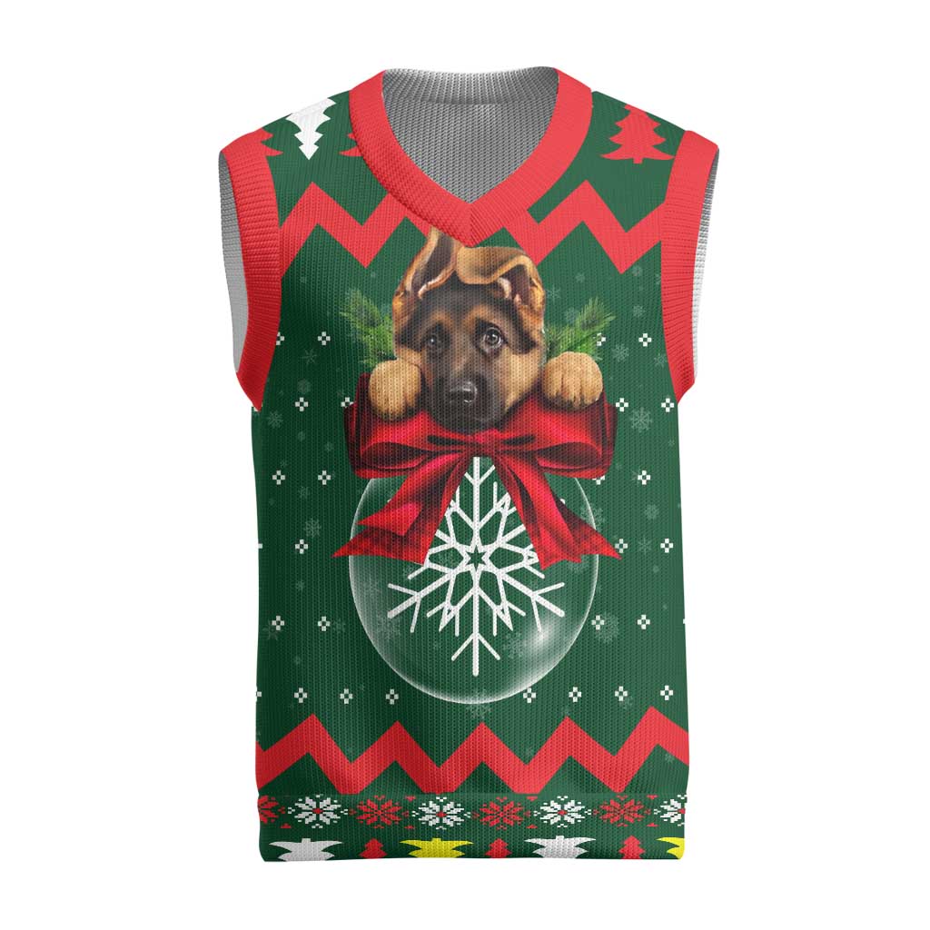 German Shepherd Ornament Christmas Knitted V-Neck Vest Xmas Holiday Patterns - Wonder Print Shop
