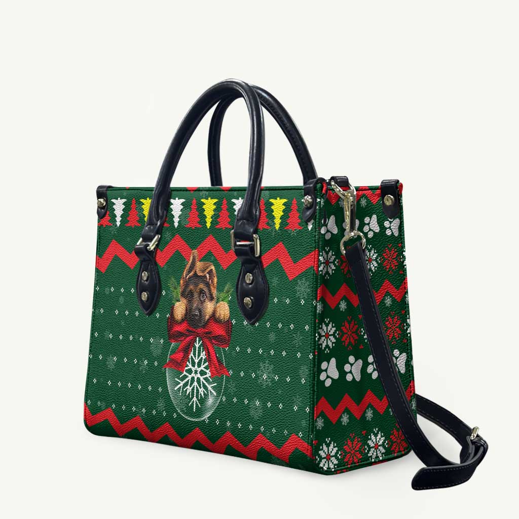 German Shepherd Ornament Christmas Leather Bag Xmas Holiday Patterns - Wonder Print Shop