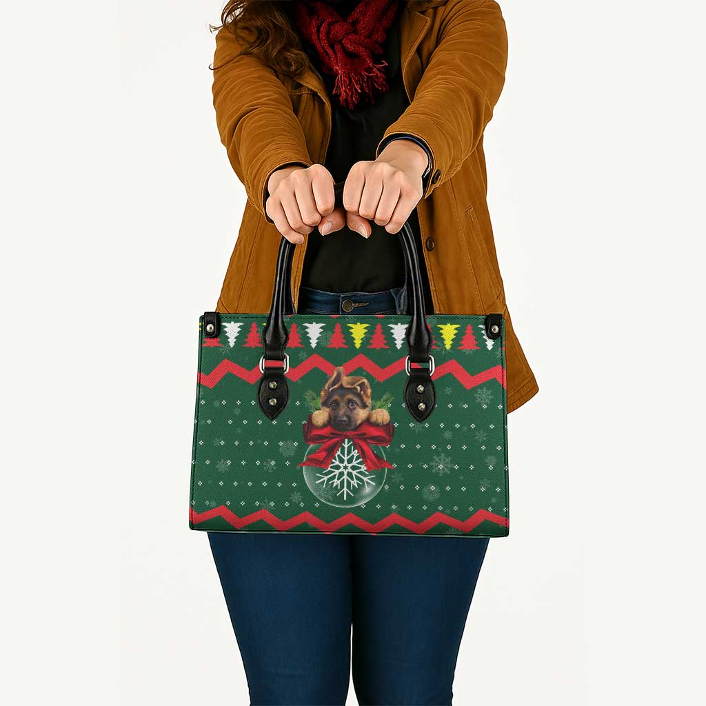 German Shepherd Ornament Christmas Leather Bag Xmas Holiday Patterns - Wonder Print Shop