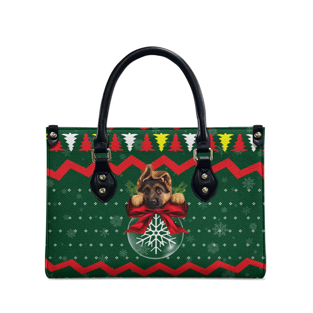 German Shepherd Ornament Christmas Leather Bag Xmas Holiday Patterns - Wonder Print Shop