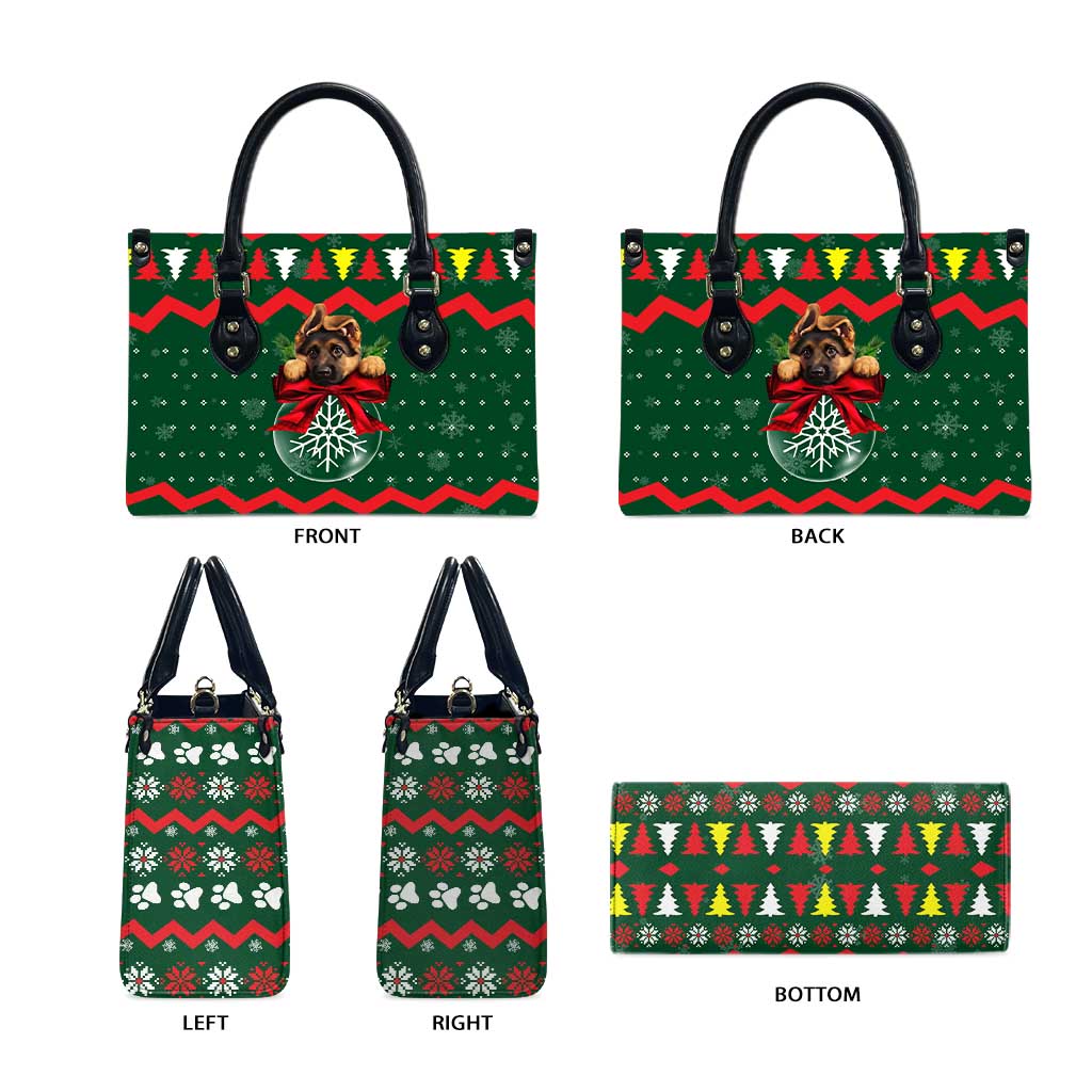 German Shepherd Ornament Christmas Leather Bag Xmas Holiday Patterns - Wonder Print Shop