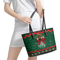 German Shepherd Ornament Christmas Leather Tote Bag Xmas Holiday Patterns - Wonder Print Shop