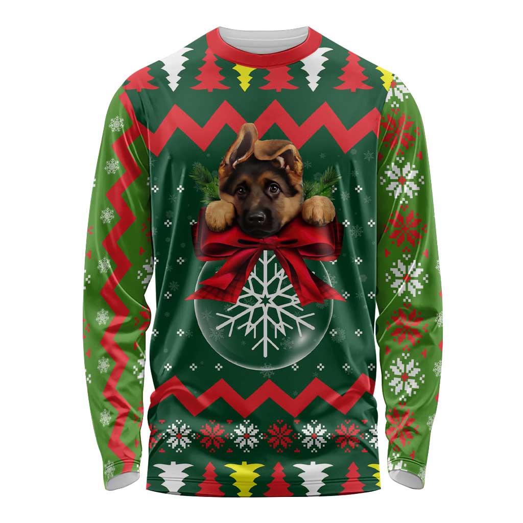 German Shepherd Ornament Christmas Long Sleeve Shirt Xmas Holiday Patterns - Wonder Print Shop