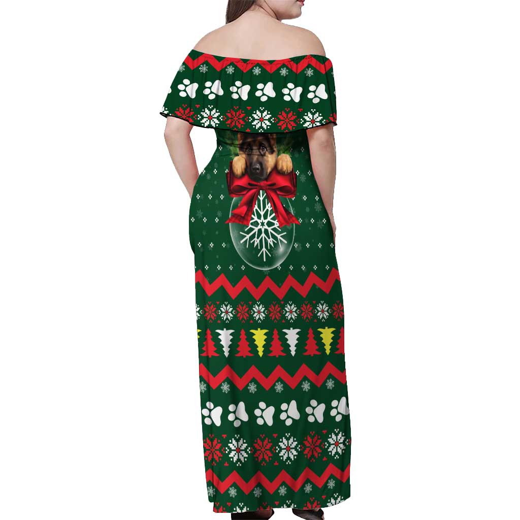 German Shepherd Ornament Christmas Off Shoulder Maxi Dress Xmas Holiday Patterns - Wonder Print Shop
