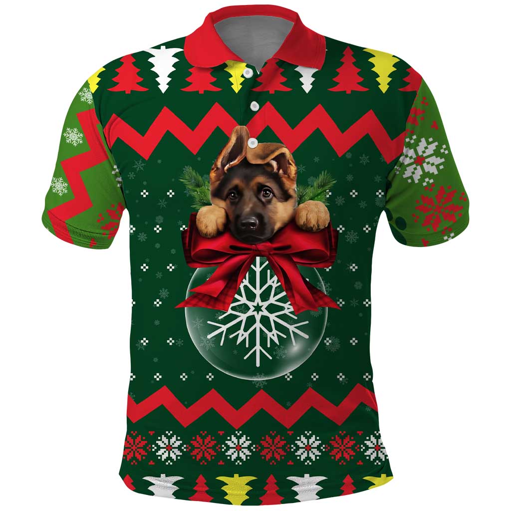 German Shepherd Ornament Christmas Polo Shirt Xmas Holiday Patterns - Wonder Print Shop