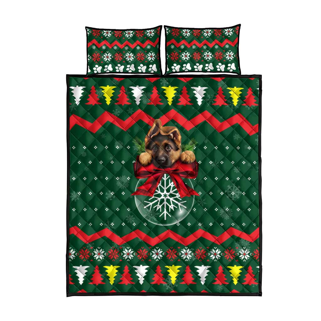 German Shepherd Ornament Christmas Quilt Bed Set Xmas Holiday Patterns - Wonder Print Shop
