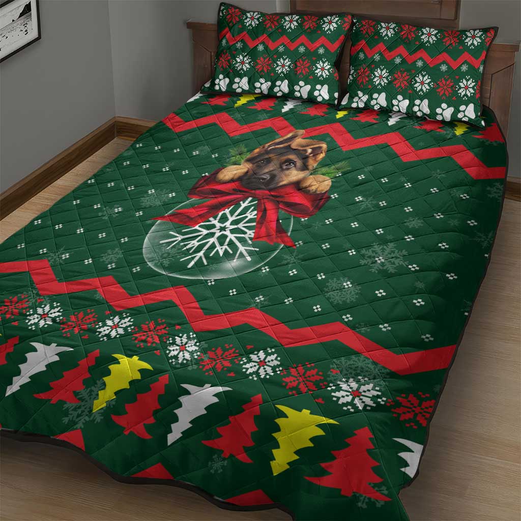 German Shepherd Ornament Christmas Quilt Bed Set Xmas Holiday Patterns - Wonder Print Shop