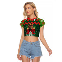 German Shepherd Ornament Christmas Raglan Cropped T Shirt Xmas Holiday Patterns - Wonder Print Shop