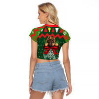 German Shepherd Ornament Christmas Raglan Cropped T Shirt Xmas Holiday Patterns - Wonder Print Shop