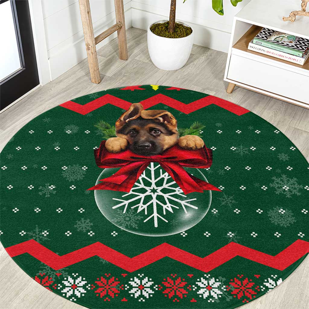 German Shepherd Ornament Christmas Round Carpet Xmas Holiday Patterns - Wonder Print Shop