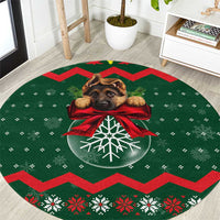 German Shepherd Ornament Christmas Round Carpet Xmas Holiday Patterns - Wonder Print Shop