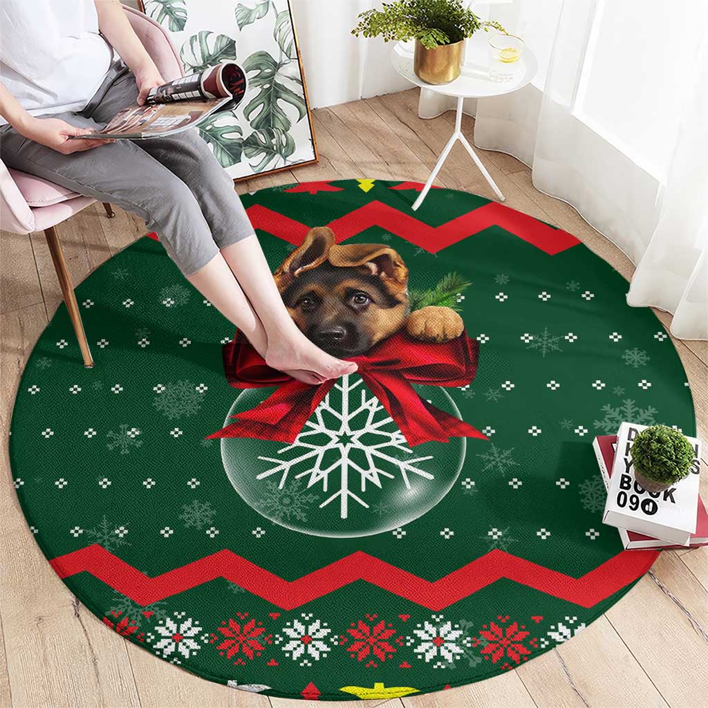 German Shepherd Ornament Christmas Round Carpet Xmas Holiday Patterns - Wonder Print Shop