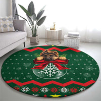 German Shepherd Ornament Christmas Round Carpet Xmas Holiday Patterns - Wonder Print Shop