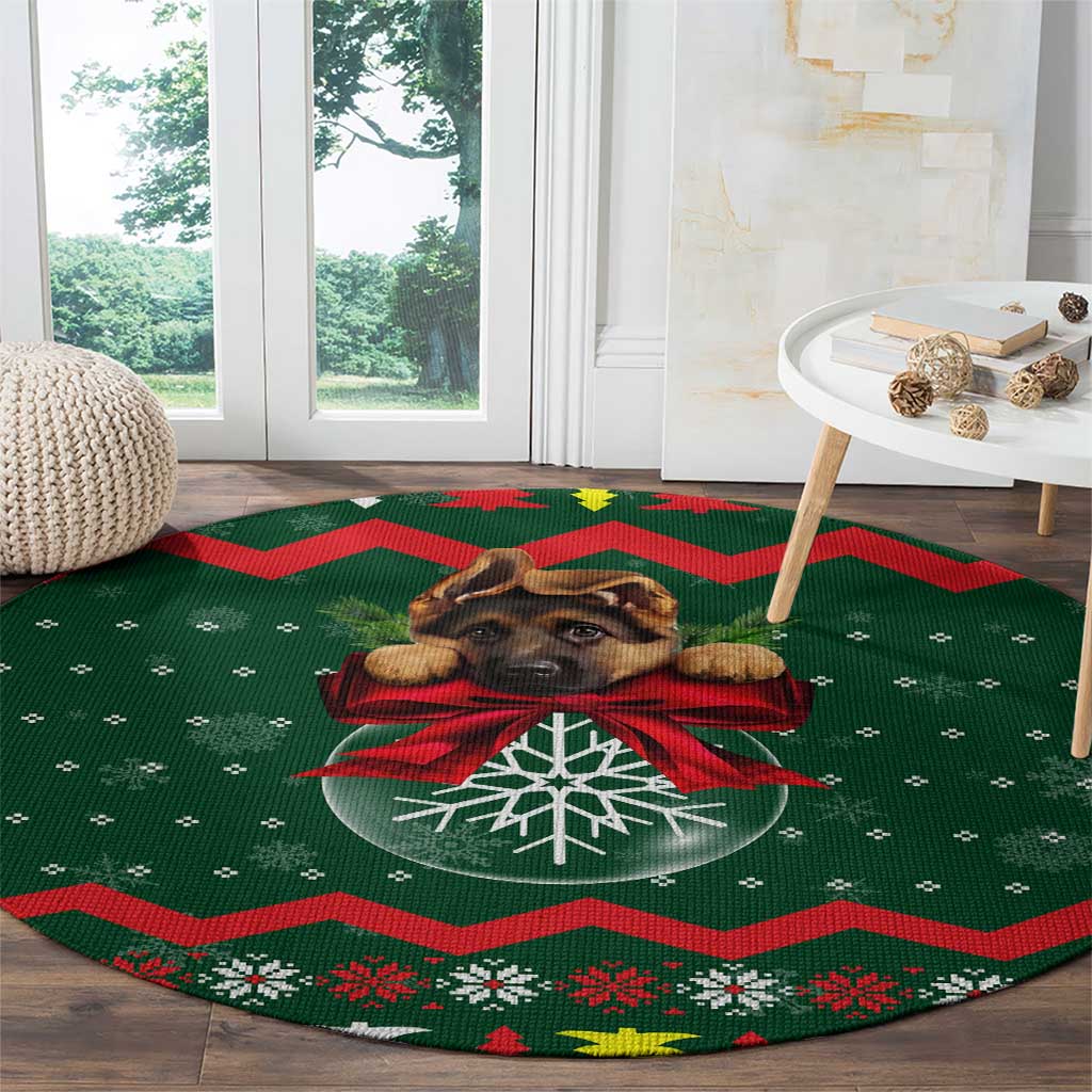 German Shepherd Ornament Christmas Round Carpet Xmas Holiday Patterns - Wonder Print Shop