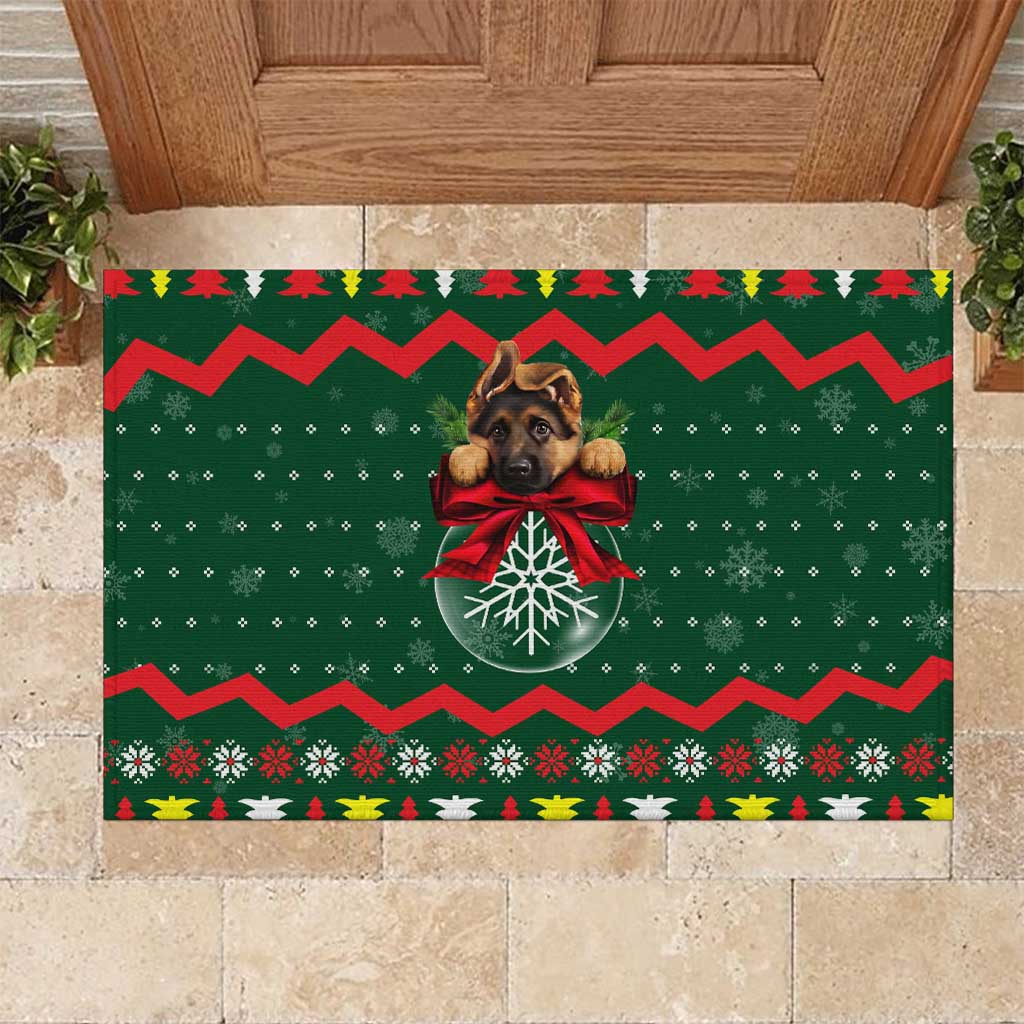 German Shepherd Ornament Christmas Rubber Doormat Xmas Holiday Patterns - Wonder Print Shop