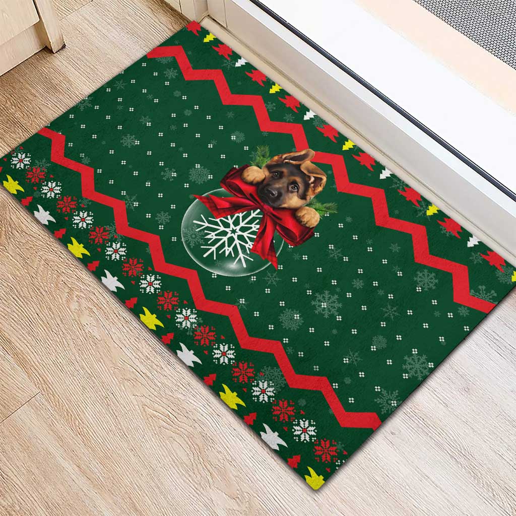 German Shepherd Ornament Christmas Rubber Doormat Xmas Holiday Patterns - Wonder Print Shop