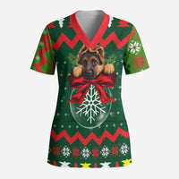 German Shepherd Ornament Christmas Scrub Top Xmas Holiday Patterns - Wonder Print Shop