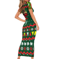 German Shepherd Ornament Christmas Short Sleeve Bodycon Dress Xmas Holiday Patterns - Wonder Print Shop