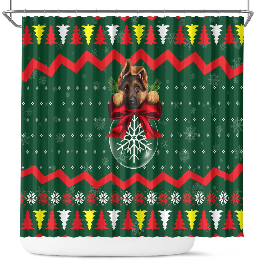 German Shepherd Ornament Christmas Shower Curtain Xmas Holiday Patterns - Wonder Print Shop