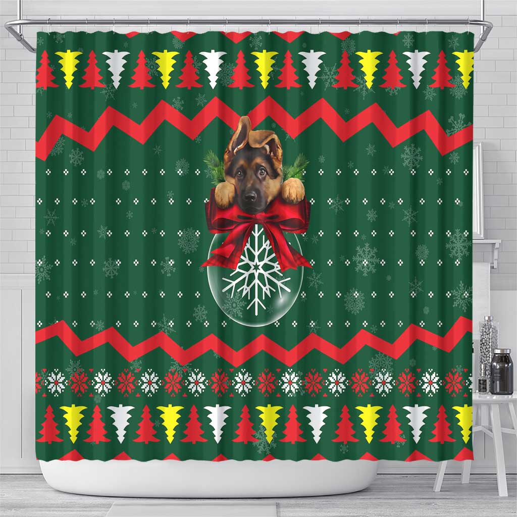 German Shepherd Ornament Christmas Shower Curtain Xmas Holiday Patterns - Wonder Print Shop