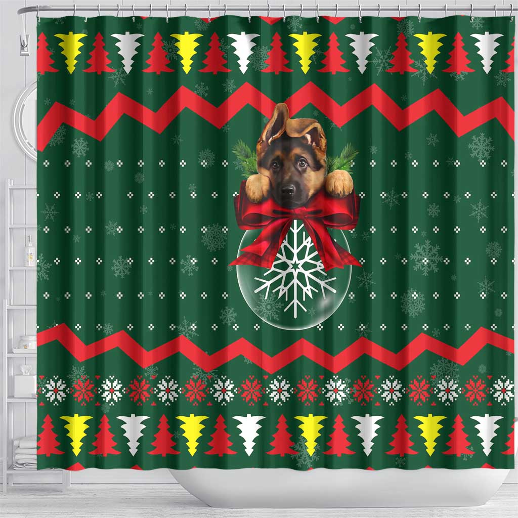 German Shepherd Ornament Christmas Shower Curtain Xmas Holiday Patterns - Wonder Print Shop