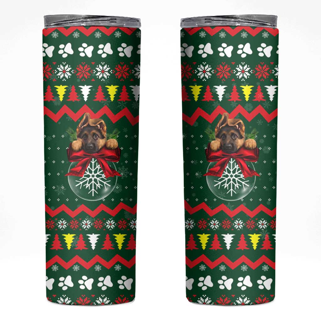 German Shepherd Ornament Christmas Skinny Tumbler Xmas Holiday Patterns - Wonder Print Shop