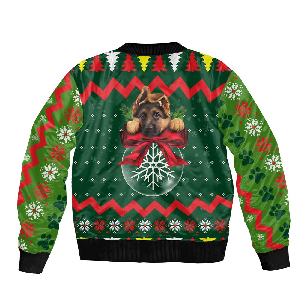 German Shepherd Ornament Christmas Sleeve Zip Bomber Jacket Xmas Holiday Patterns - Wonder Print Shop