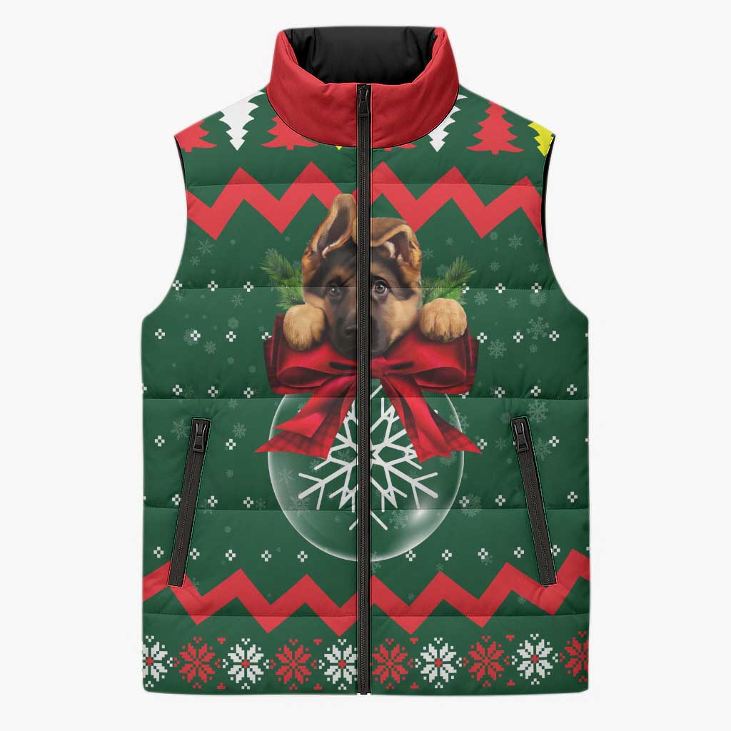 German Shepherd Ornament Christmas Sleeveless Puffer Jacket Xmas Holiday Patterns - Wonder Print Shop
