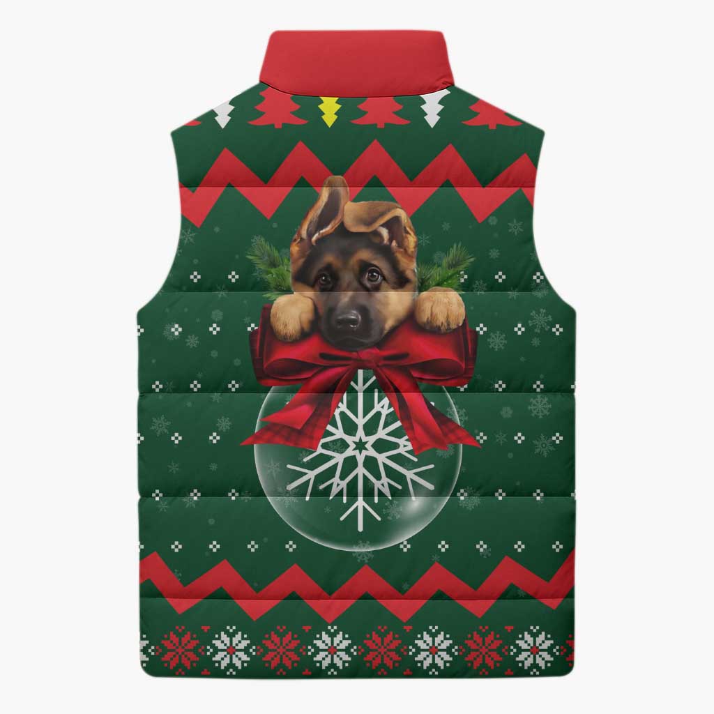 German Shepherd Ornament Christmas Sleeveless Puffer Jacket Xmas Holiday Patterns - Wonder Print Shop