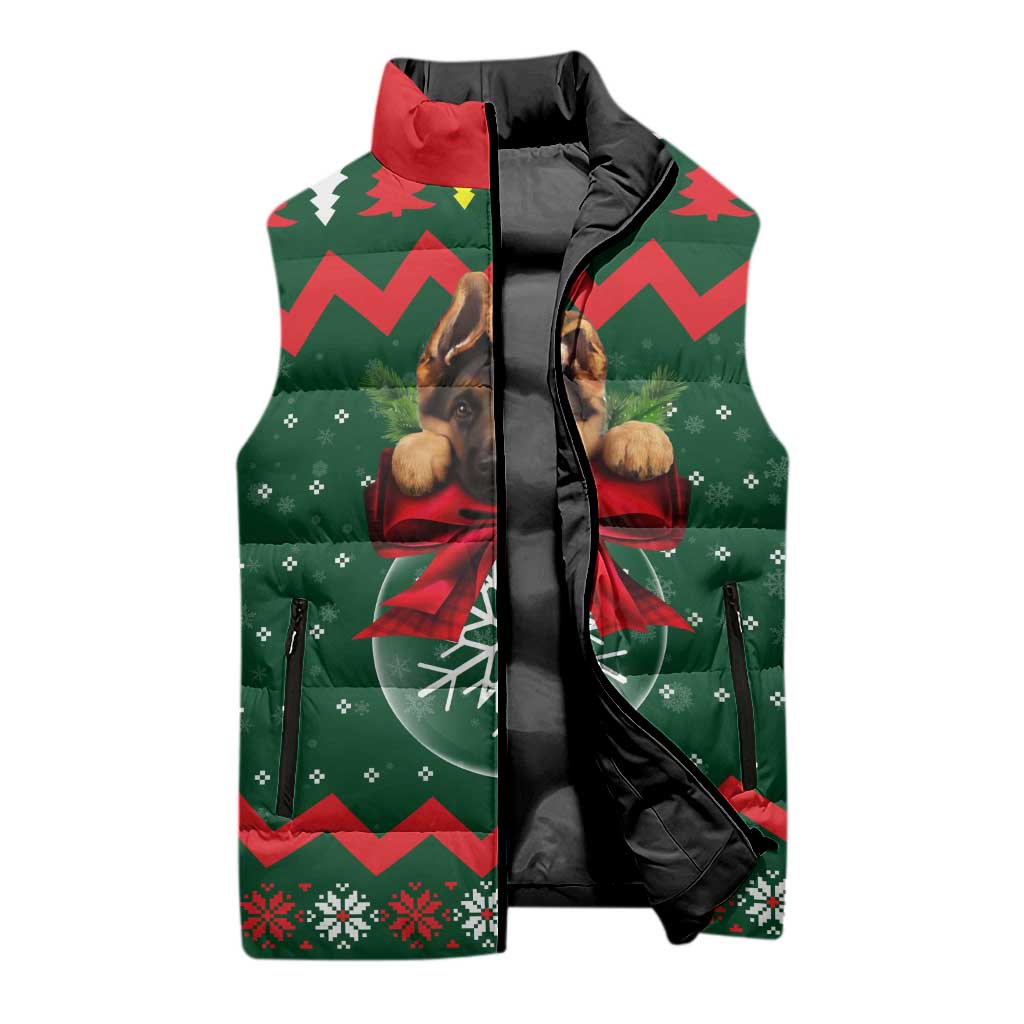 German Shepherd Ornament Christmas Sleeveless Puffer Jacket Xmas Holiday Patterns - Wonder Print Shop