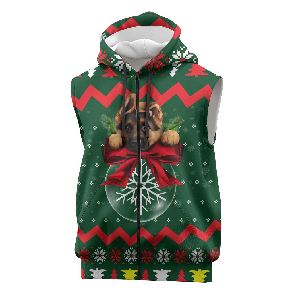 German Shepherd Ornament Christmas Sleeveless Zip Hoodie Xmas Holiday Patterns - Wonder Print Shop