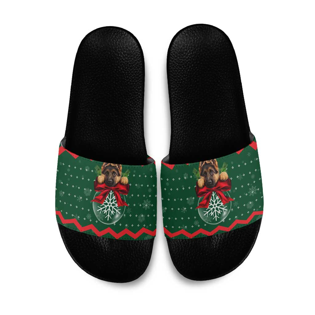 German Shepherd Ornament Christmas Slide Sandals Xmas Holiday Patterns - Wonder Print Shop