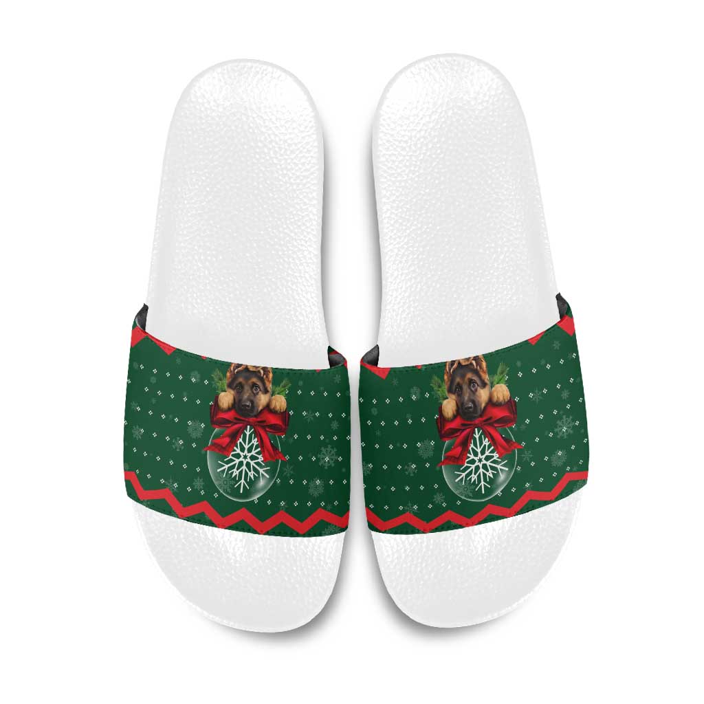 German Shepherd Ornament Christmas Slide Sandals Xmas Holiday Patterns - Wonder Print Shop