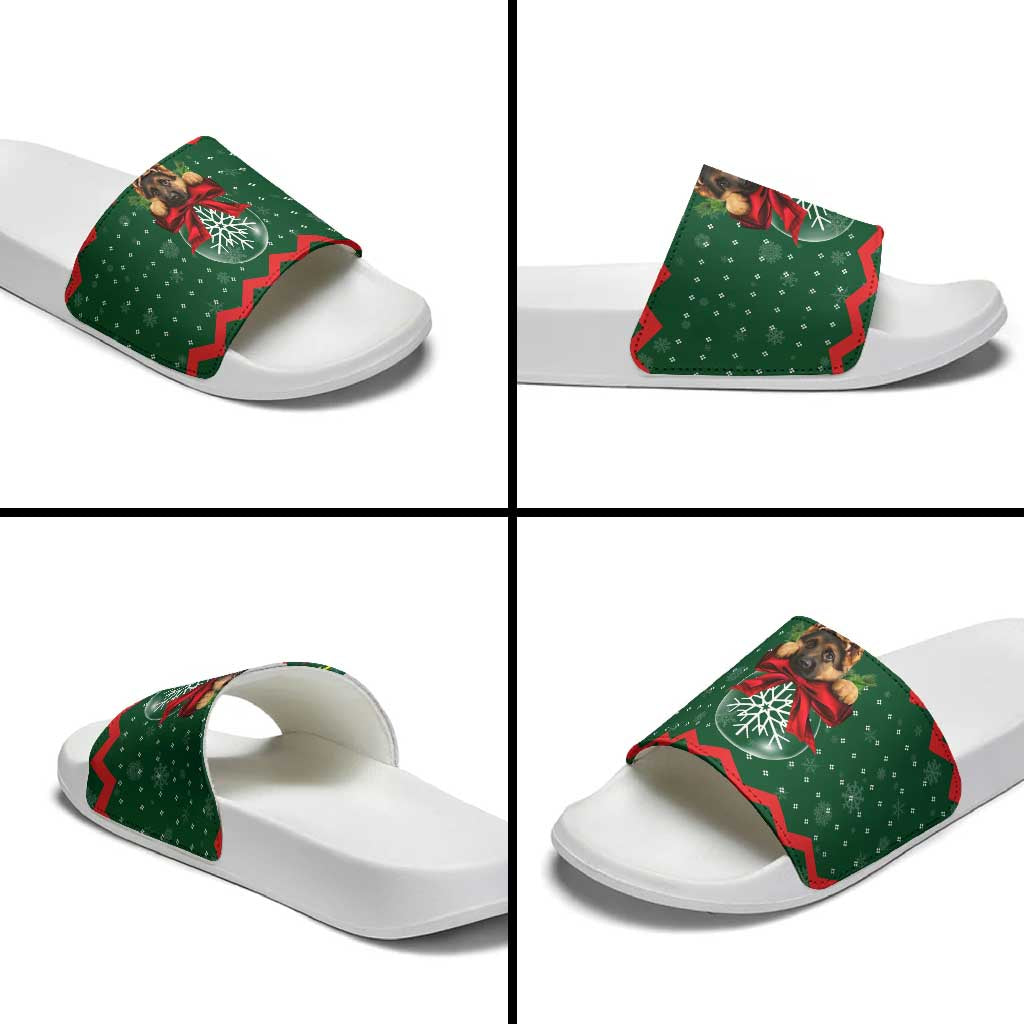 German Shepherd Ornament Christmas Slide Sandals Xmas Holiday Patterns - Wonder Print Shop