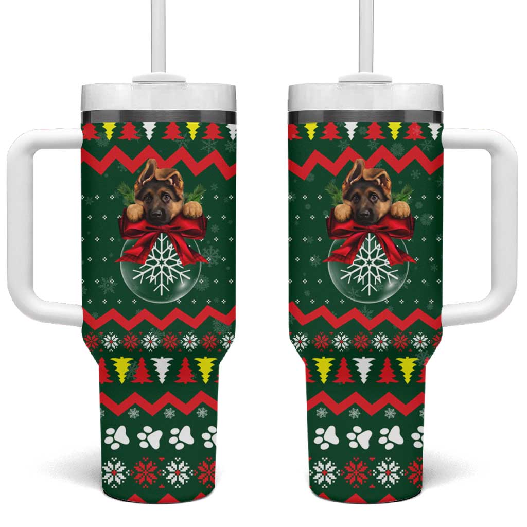 German Shepherd Ornament Christmas Tumbler With Handle Xmas Holiday Patterns - Wonder Print Shop