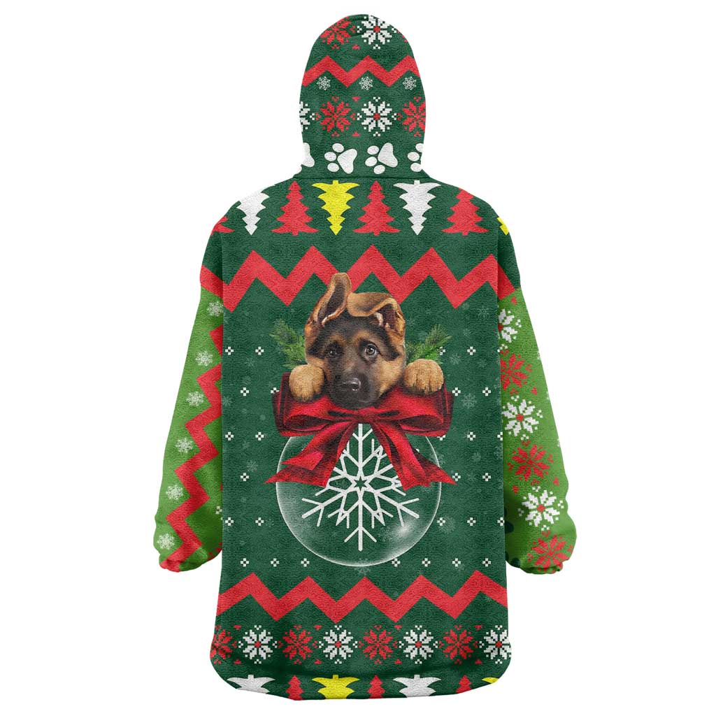 German Shepherd Ornament Christmas Wearable Blanket Hoodie Xmas Holiday Patterns - Wonder Print Shop