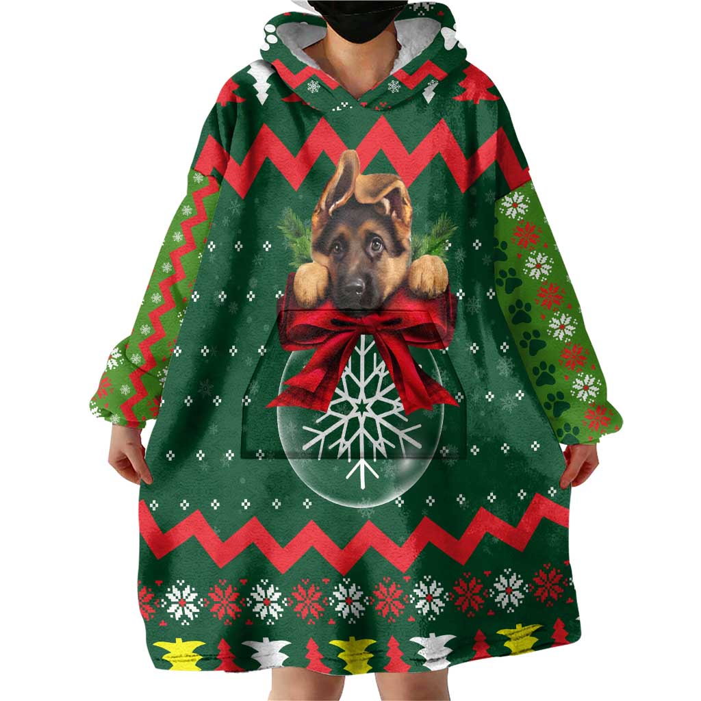 German Shepherd Ornament Christmas Wearable Blanket Hoodie Xmas Holiday Patterns - Wonder Print Shop