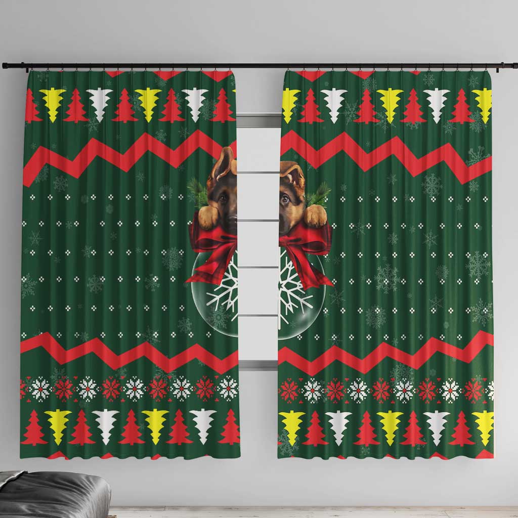 German Shepherd Ornament Christmas Window Curtain Xmas Holiday Patterns - Wonder Print Shop