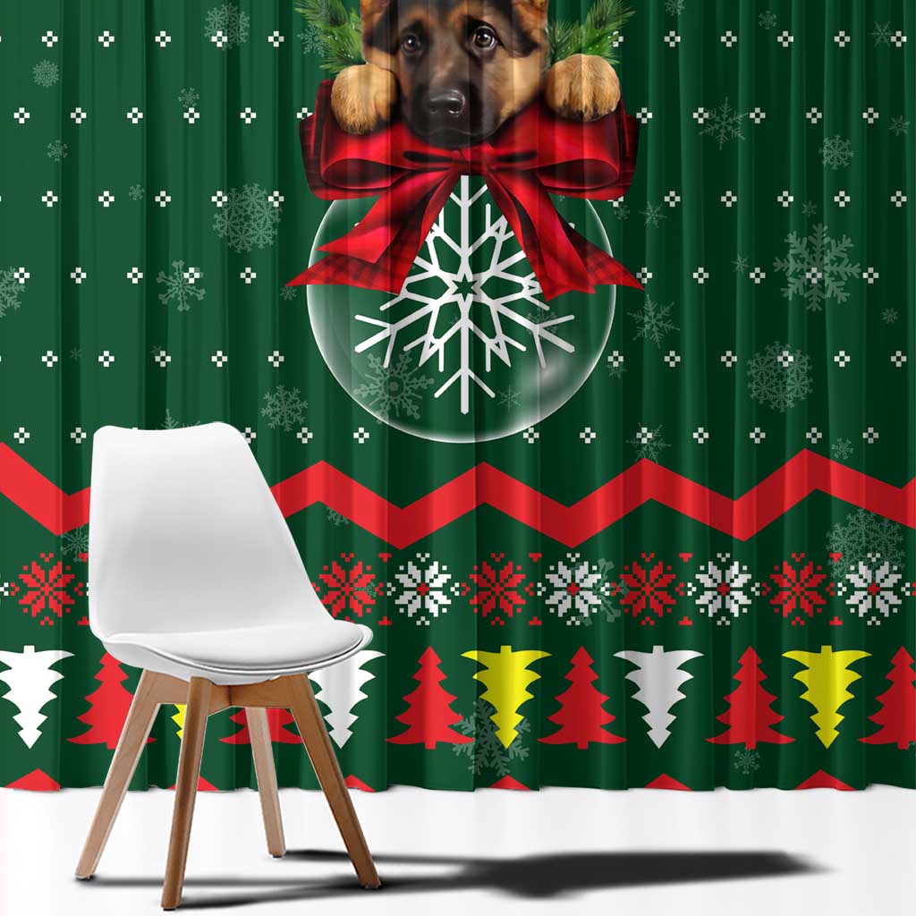 German Shepherd Ornament Christmas Window Curtain Xmas Holiday Patterns - Wonder Print Shop