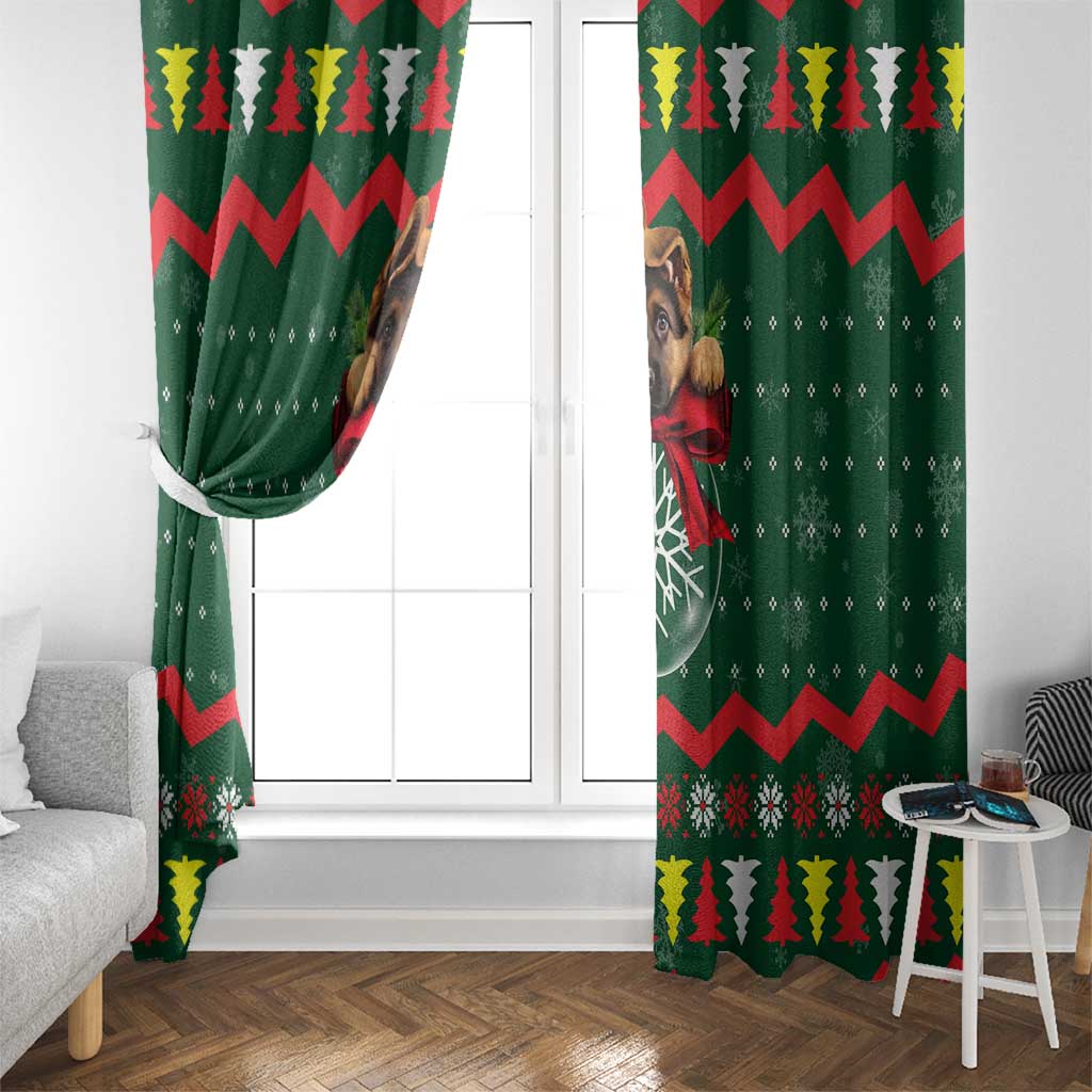 German Shepherd Ornament Christmas Window Curtain Xmas Holiday Patterns - Wonder Print Shop