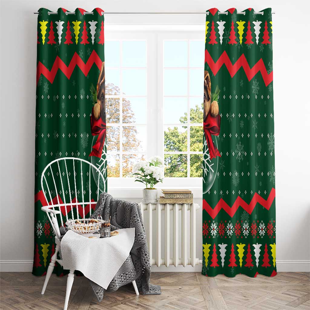 German Shepherd Ornament Christmas Window Curtain Xmas Holiday Patterns - Wonder Print Shop