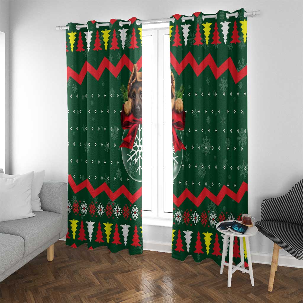 German Shepherd Ornament Christmas Window Curtain Xmas Holiday Patterns - Wonder Print Shop