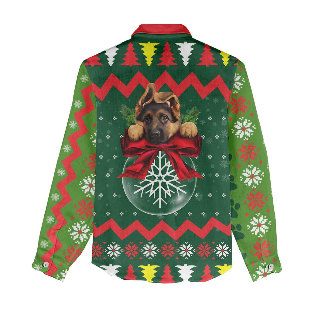 German Shepherd Ornament Christmas Women Casual Shirt Xmas Holiday Patterns - Wonder Print Shop
