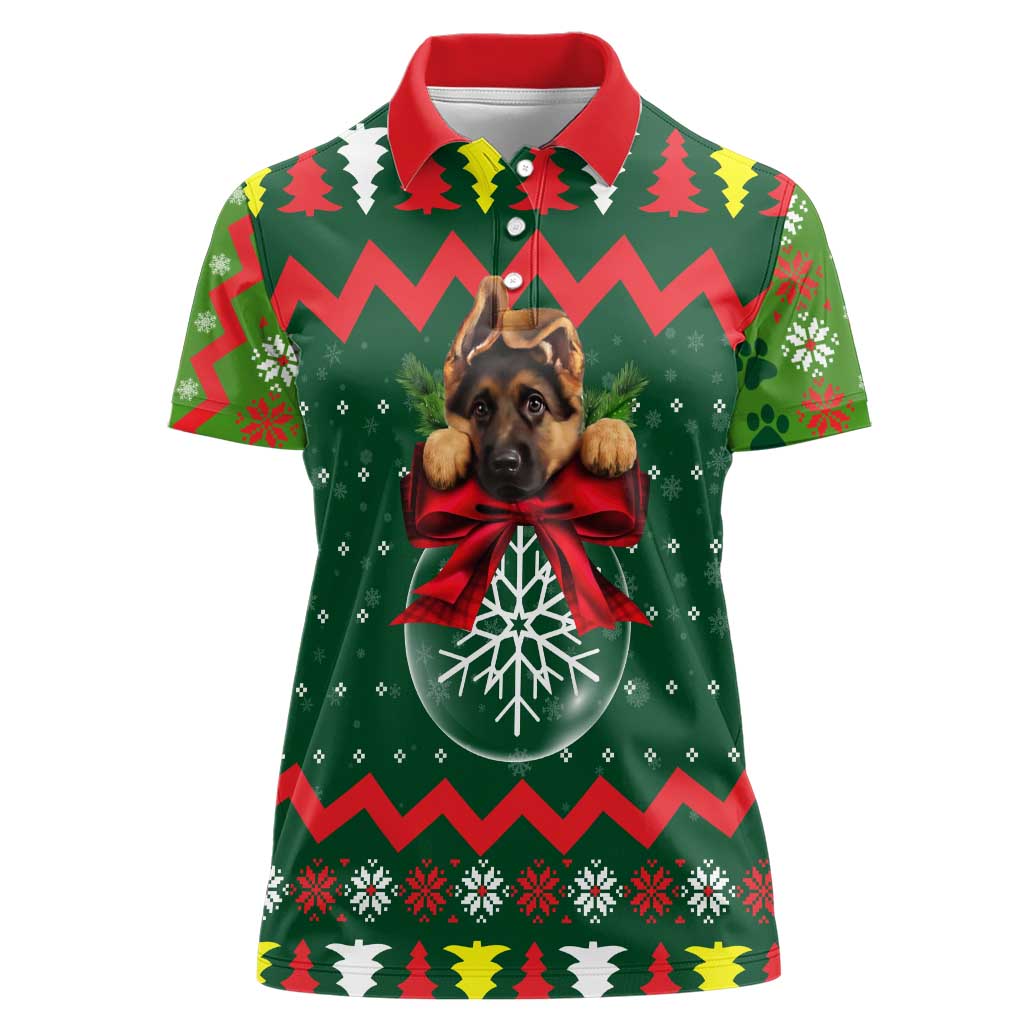 German Shepherd Ornament Christmas Women Polo Shirt Xmas Holiday Patterns - Wonder Print Shop