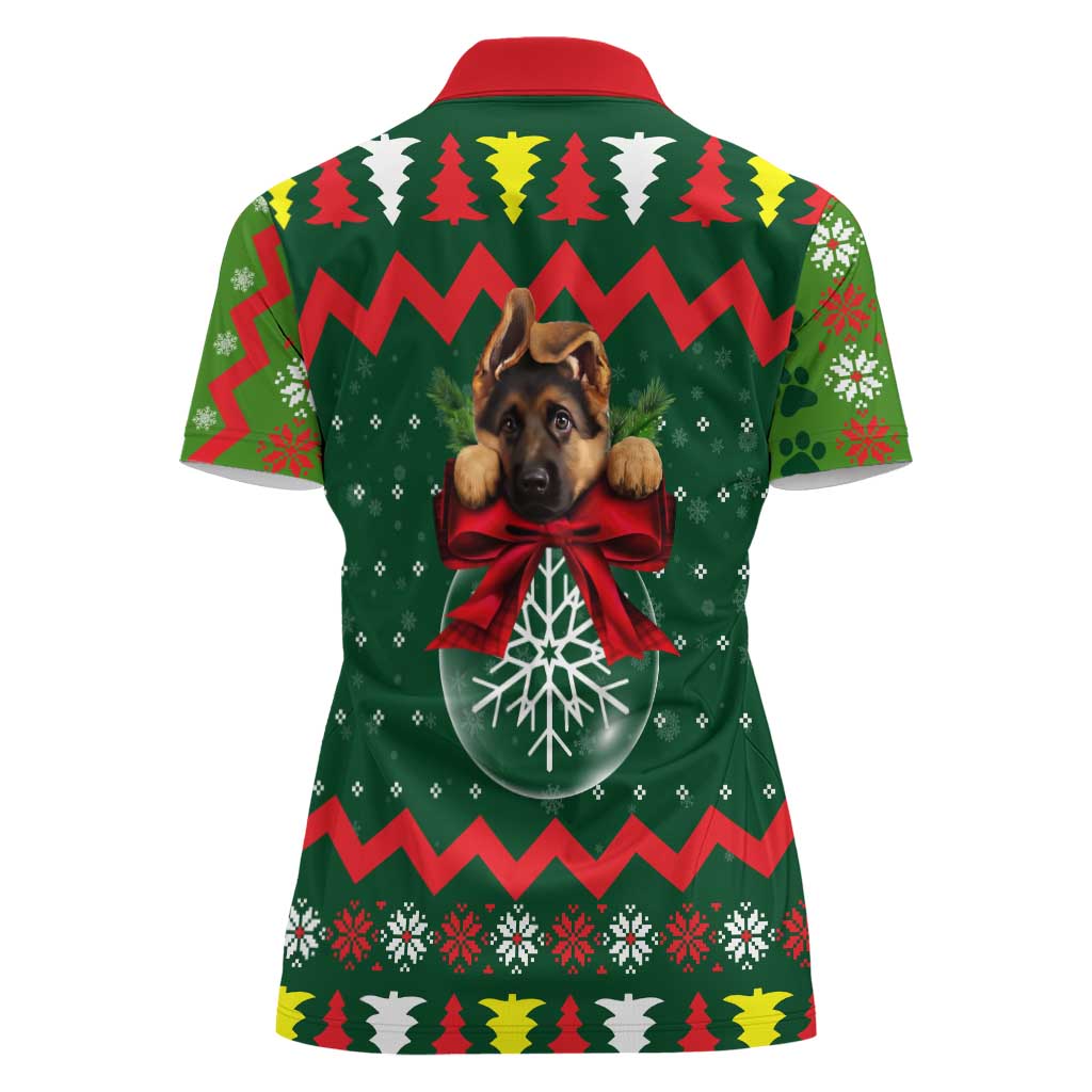 German Shepherd Ornament Christmas Women Polo Shirt Xmas Holiday Patterns - Wonder Print Shop