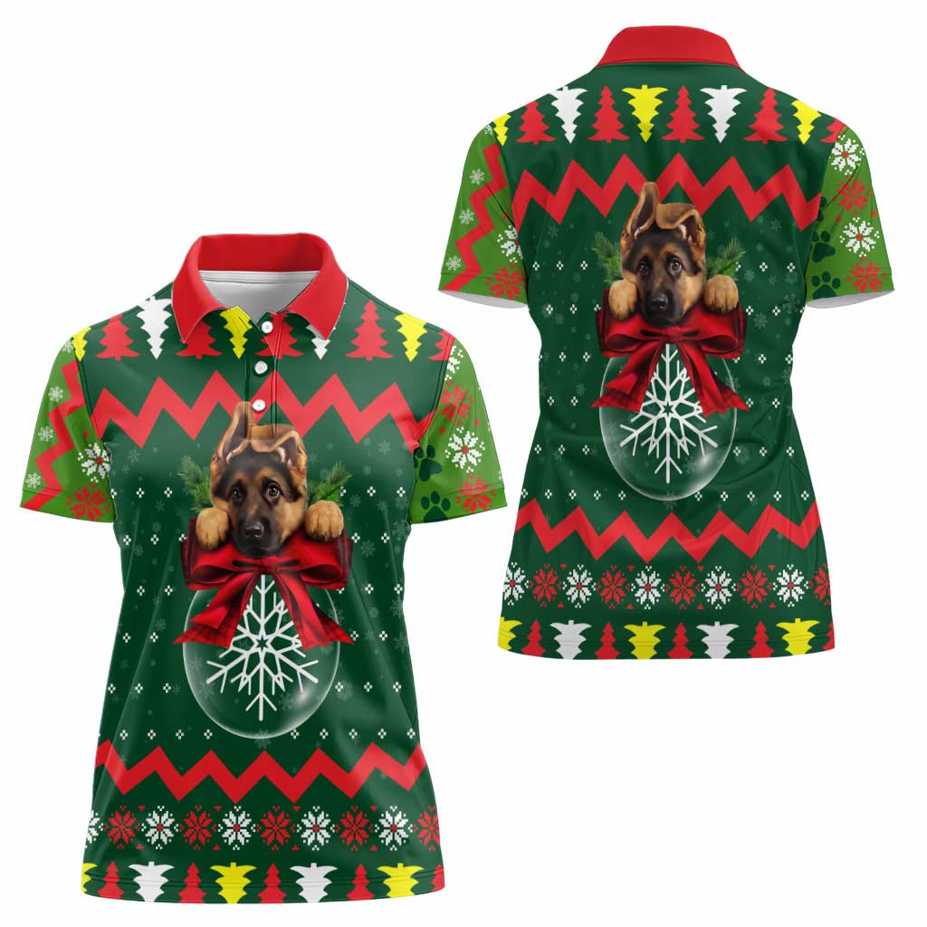 German Shepherd Ornament Christmas Women Polo Shirt Xmas Holiday Patterns - Wonder Print Shop