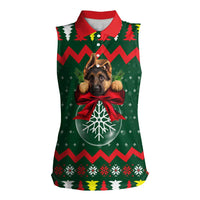 German Shepherd Ornament Christmas Women Sleeveless Polo Shirt Xmas Holiday Patterns - Wonder Print Shop