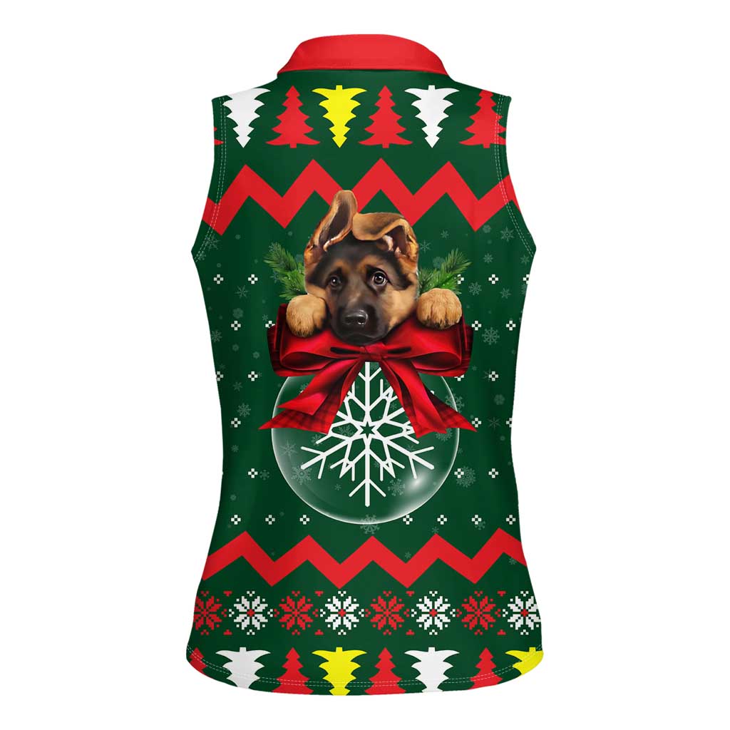 German Shepherd Ornament Christmas Women Sleeveless Polo Shirt Xmas Holiday Patterns - Wonder Print Shop