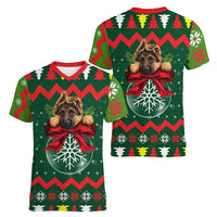 German Shepherd Ornament Christmas Women V-Neck T-Shirt Xmas Holiday Patterns - Wonder Print Shop